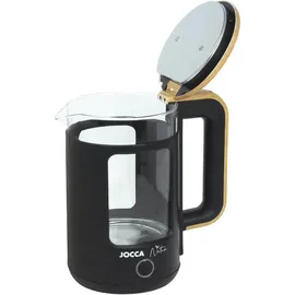 Jocca Wasserkocher 1,8L, Nature-Line Schwarz, 360° Basis, Borosilikatglas,
