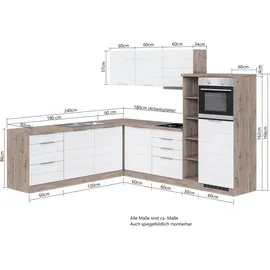 Held Winkelküche L-Form 240 x 270 cm grau Eiche