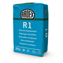 ARDEX GmbH ARDEX R1 Renovierungsspachtel 25kg mit ARDURAPID-EFFEKT. Enthält Zement. Zum Glätten und Spachteln von Wand- und Deckenflächen im Renovierungs- und Neubaubereich.