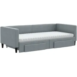 vidaXL Tagesbett Ausziehbar mit Schubladen Hellgrau 90x190 cm Stoff