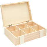 Rico Design Holz-Kiste/Aufbewahrungsbox mit 6-facher Einteilung