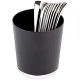 APS 20 Tischreste-/Besteckbehälter "BASE CHROME", Tischmülleimer, Tischabfalleimer, Ø 13 cm, Höhe 15 cm, mit verchromtem Boden, Kunststoff (SAN), schwarz