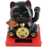 Freak Scene Glückskatze Mini Maneki-Neko Medaille Solar 5cm Winkekatze Lucky cat schwarz