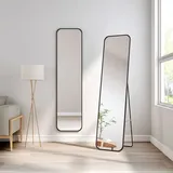 Standspiegel 160x40cm Wandspiegel Bodenspiegel ,Ganzkörperspiegel ,schwarzem Metallrahmen Explosionssicherer Türspiegel - Meykoers