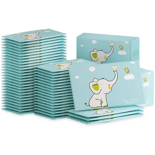 50 Pcs Feuchtes Toilettenpapier Reisegröße Erfrischungstücher Einzeln Verpackt, Feuchtes Toilettenpapier Einzeln Verpackt Mit Vitamin E Aloe Vera-Extrakt für Zuhause Büro Outdoor Täglichen