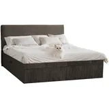 kaiser möbel Boxspringbett mit bettkasten und topper TRENTO, ohne Bein stoff Plüsch Cord 140x200 cm Braun