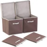 Pearl 2er-Set Aufbewahrungsboxen mit Deckel, faltbar, 31x31x31 cm, braun
