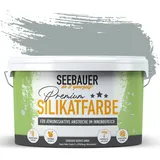 SEEBAUER diy Silikatfarbe Grau 2,5L für Innen (No. 214 Mountain Slate) Atmungsaktive Mineralfarbe für Allergiker - Abwaschbare Wandfarbe - Grautöne hohe Deckkraft