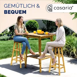 CASARIA CASARIA® 4er Set Holz Akazie Outdoor 75cm Sitzhöhe Fußstütze 150kg Belastbarkeit Massiv Rund Rustikal Garten Küche Bar Stuhl Hocker Braun