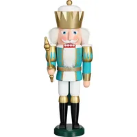Seiffener Volkskunst Nussknacker König 40 cm weiß/türkis