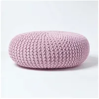 Homescapes Großer Strickpouf 100% Baumwolle, rosa - Homescapes