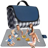 Harewu Picknickdecke, Stranddecke wasserdicht sanddicht, 150 x 200 Picknickmatte faltbar tragbar für Outdoor Spielplatz Wandern Reisen Gras Park Musik Festival Rasenmatten (Darke Blau