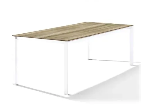 Sieger Gartentisch 220x100cm Polytec Eiche hell-Gestell Weiß