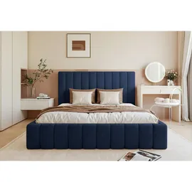 Selsey Polsterbett 140x200 mit Bettkasten, Velours, marineblau -