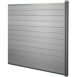 Mendler WPC-Sichtschutz Sarthe, Windschutz Zaun, WPC-Pfosten ~ Erweiterungselement, 1,88m grau
