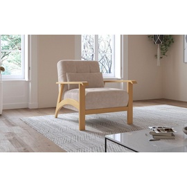 sit&more Sessel »Billund«, Armlehnen aus eichefarbigem Buchenholz, verschiedene Bezüge und Farben beige