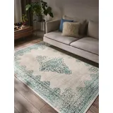 benuta Pop Teppich Laury - Türkis 200x300 cm - Kunstfaser - Rechteckig & im Style: Vintage - Pflegeleicht für Wohnzimmer Schlafzimmer