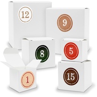 Adventskalender zum Füllen 24x Quader Würfel gemischt WEISS + Sticker (V01 Z02)