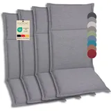 GO-DE Textil Bequeme und attraktive Polsterauflagen für Hochlehner-, Mittellehner- und Niederlehner-Gartenstühle (4er-Set, Uni Grau, Hochlehner)
