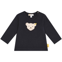 Steiff Baby Langarm-Shirt - Basic, Teddy-Applikation, Cotton Stretch, uni Dunkelblau 62