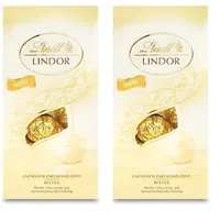 Lindt Schokolade LINDOR Kugeln weiß | 137 g Beutel | ca. 10 Kugeln weiße Schokolade mit zartschmelzender Füllung | Pralinen-Geschenk | Schokoladen-Geschenk (Packung mit 2)