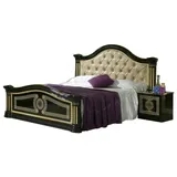 Xlmoebel Schlafzimmer-Set Chesterfield Schlafzimmermöbel in elegantem Design mit Nachttischen, (3-tlg., Bett + 2x Nachttische), Hergestellt in Europa schwarz