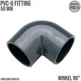 Plimat Winkel 90° Pvc-u 50 mm Klebemuffe 16 bar Grau - Mega