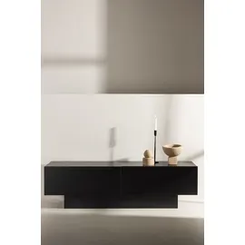 VCM Cuenca TV-Lowboard 160 x 47 x 45 cm Schwarz Glas/Holz/MDF/Melamin/Holzwerkstoff