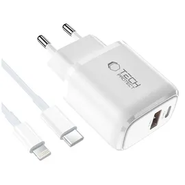 TECH-PROTECT NCA30 30W USB-A / USB-C + USB-C / Lightning Cable 100cm - White
