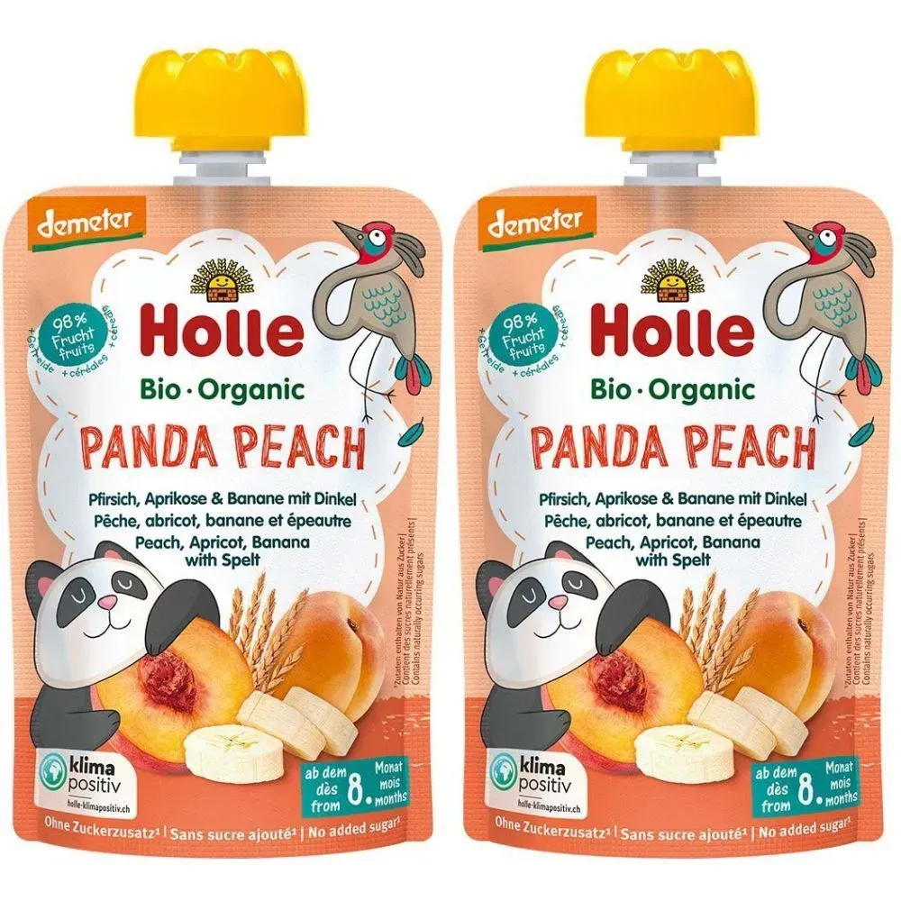 Holle Panda Peach - Trinkflasche Pfirsich, Aprikose, Banane und Dinkel