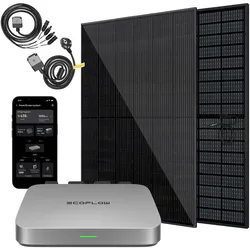 VALE Balkonkraftwerk ECOFLOW 840W/800W, WiFi, Bifaziale Full Black Solarmodule