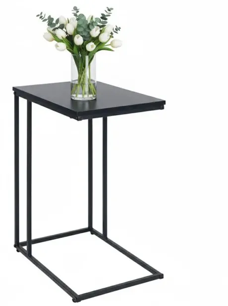Relaxdays Beistelltisch in C-Form Schwarz