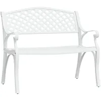 Furnicato Gartenbank 102 cm Aluminiumguss Weiß