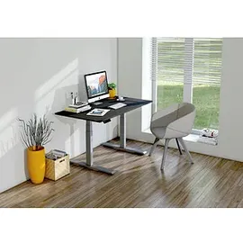 Kerkmann Smart office elektrisch höhenverstellbarer Schreibtisch anthrazit rechteckig, T-Fuß-Gestell silber 140,0 x 70,0 cm