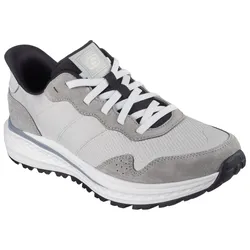 Slip-On Sneaker SKECHERS "SLADE ULTRA", Herren, Gr. 44, grau, Veloursleder, Textil, casual, Schuhe, mit Bungee Schnürung