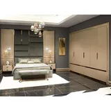 Xlmoebel Komplettschlafzimmer Schlafzimmer-Set in Beige mit Doppelbett und Nachttischen, (6-tlg., Komplettschlafzimmer 6tlg), Hergestellt in Europa beige
