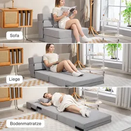 Homcom Schlafsessel HOMCOM Polyester 80 x 15 x 210 cm Grau mit Bettfunktion