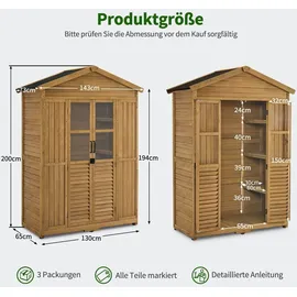 MCombo M MCombo Gartenschrank Gartenhaus Holz Wetterfest, Geräteschrank Holzschrank Outdoor Wasserdicht Begehbar, für Außenbereich Balkon Terrasse, 1743 (Natur)