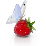Swarovski Idyllia Schmetterling und Erdbeere, Zierliche Kristallfigur mit Mehrfarbigen, Strahlenden Swarovski Kristallen