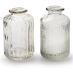 Annastore Dekovase 12 x kleine Vasen aus Glas Vintage – Blumenvasen (Tischvasen, Glasvasen, Dekoflaschen), H 10 cm – Ø 6 cm, Glasflaschen, Glasfläschchen, Deko-Flaschen