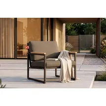 konsimo® Lounge-Sessel TRIBO Polyester 70 x 65 x 60 cm Schwarz/Beige mit Kissen