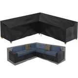 Nomiou Gartenmöbel Abdeckung L-Form Lounge Abdeckung Wasserdicht Rattan Sofa Abdeckung für Gartenmöbel Schutzhülle, Abdeckplane für Ecksofa, Eck-Loungegruppe, Loungemöbel, 215x215x80x85cm