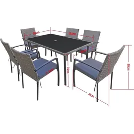 Jet-Line Gartenmöbel Essgruppe Carlo grau