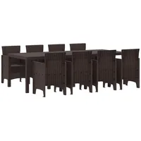 vidaXL 9-tlg Garten-Essgruppe Braun Poly Rattan 3378737