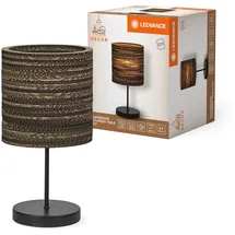 LEDVANCE Tischleuchte Decor Cardboard Cylinder braun aus Wellpappe, E27, 200 mm Durchmesser, Leuchtenschirm aus recyceltem Material, nachhaltig durch austauschbare Lichtquelle, einfache Montage