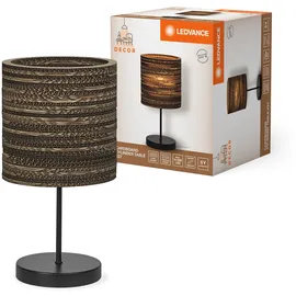 LEDVANCE Tischleuchte Decor Cardboard Cylinder braun aus Wellpappe, E27, 200 mm Durchmesser, Leuchtenschirm aus recyceltem Material, nachhaltig durch austauschbare Lichtquelle, einfache Montage