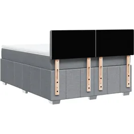 vidaXL Boxspringbett mit Matratze Hellgrau 160x200 cm Stoff