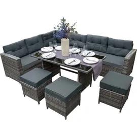 MONSTER SHOP Sitzgruppe Lounge Rattan schwarz