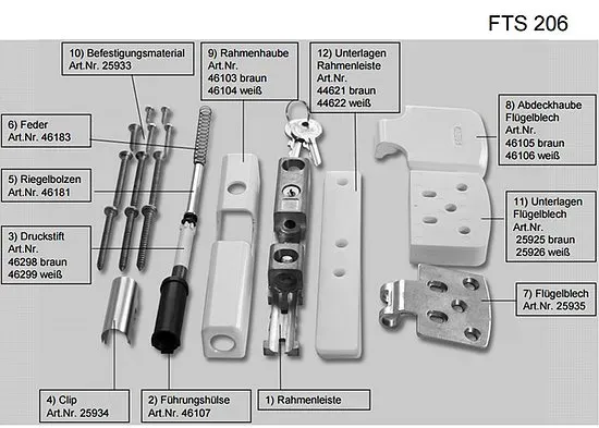Ersatzteile für Fenstersicherung Abus FTS206 (Ersatzteil: Nr. 10 Befestigungsmaterial)