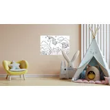 Queence Wandsticker QUEENCE "Einhorn auf Blumenwiese", weiß, B:90cm H:60cm, Vinyl, Wandtattoos, DIY-Wandsticker zum Bemalen